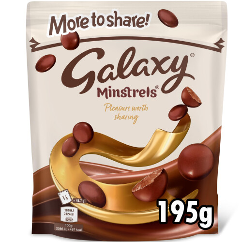 Galaxy Galaxy Crispy Milk Chocolate Minstrels Buttons Smooth Sharing Pouch 195g
