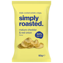 Simply Roasted Mature Cheddar Crisps 12 x 93g Sharer Bags Sharp Cheesy