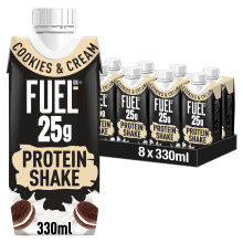 FUEL10K Cookies Cream 25g High Protein Breakfast Shake Drink 330 ml Pack o