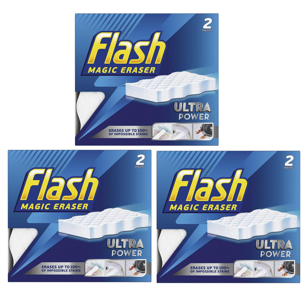 Flash 6 X Magic Eraser Ultra Power -No Chemicals Needed - Removes
