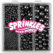 Edible Pearl Sprinkles - 4 Sizes Black Pearl Sugar Candy 130g, Cupcake, Ice Crea