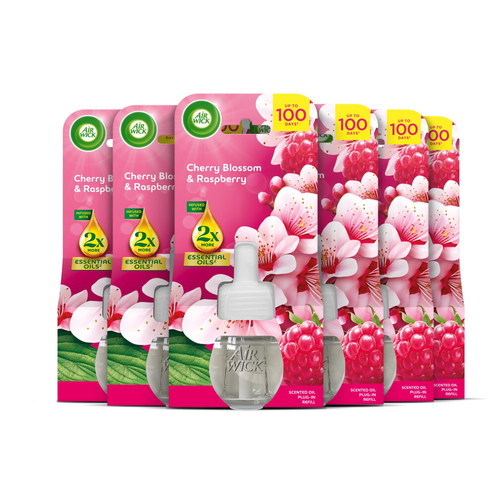 Airwick Air Wick Cherry Blossom & Raspberry Liquid Electrical Single Refills 6X19ml, Lasts For Up To 100 Days, Air Freshener