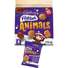 Cadbury Festive Animal Shaped Biscuits With a Chocolate Base Limited Editio