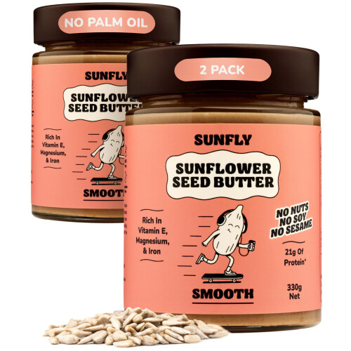 SUNFLY Sunflower Seed Butter, Smooth, 2x330g