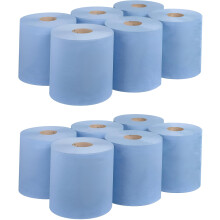 Requisite Needs 12 Rolls Blue CENTREFEED 2 PLY Paper Towels Hand Towel Tissue Premium Quality Wall Mounted Lockable Rolls 100m