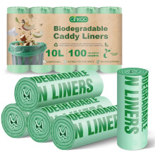 Ginkgo 100 Pack Compostable Food Waste Bags, 10l Kitchen Caddy Liners