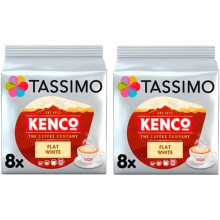 Tassimo Kenco Flat White Coffee Pods x8 (Pack of 2, Total 16 Pods)