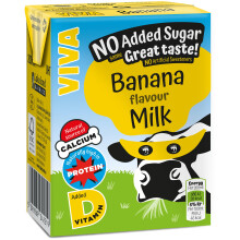 Viva Banana Flavoured Milk Drink 27 x 200ml Cartons No Added Sugar Rich