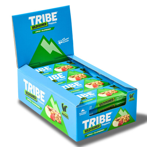 Tribe TRIBE x Wildfarmed Vegan Flapjack Bars  Apple  Raspberry Oat Bars 16 x 50g