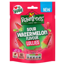 Rowntrees Lollies Sour Watermelon Flavour Sweets Sharing Bag 130g