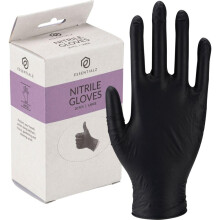 Essentialz Black Nitrile Disposable Gloves Large Pack of 20 LatexFree Powde