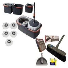NEW SWISSPACK Revolving Spin Mop and Bucket With 4 Extra Pads Perfect For E