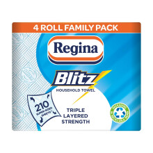 Regina Blitz Household Towels – 4 Triple Layered Rolls 70 Sheets Per Roll P