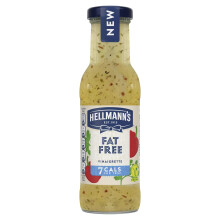 Hellmann's Fat Free Vinaigrette vegan salad dressing with only 7 calories per serving for salads and grain bowls 250 ml