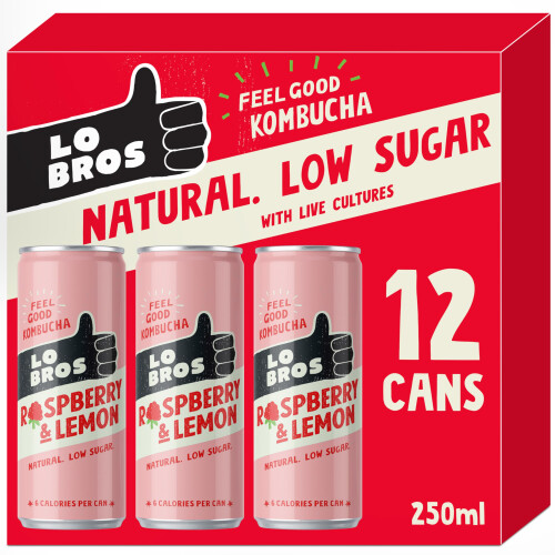 Lo Bros Kombucha - Raspberry & Lemon - Sparkling Refreshing Drink
