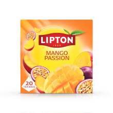 Lipton Mango Passion Fruit Infusion Herbal Tea Bags - Mango & Passion Fruit, 20 Plant-Based Pyramid Bags, Caffeine-Free, Natural Flavours.