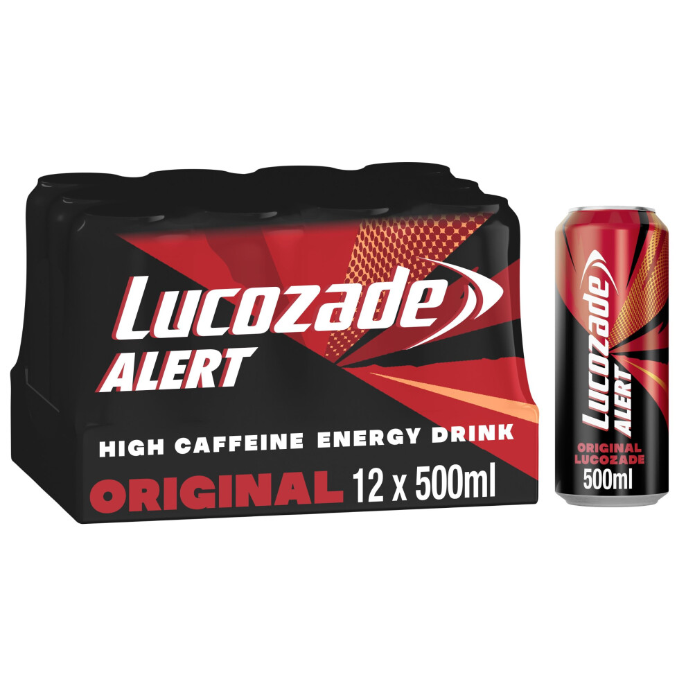 Lucozade Alert Original 12X500ml- Can ; High Caffeine Energy Drink