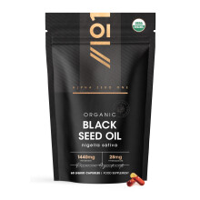 Organic Black Seed Oil Capsules 1440mg – 3X% Thymoquenine - 60 Vegan Capsules – Cold Pressed & Virgin Cumin Seed Oil by Alpha01