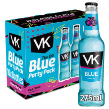 VK Blue Party Pack | 10 x 275ml Multipack |3.4% abv | Blue Alcopops | Sparkling Vodka Drink | Ready To Drink Alcoholic Mix | Mixed Berry | Party Drin