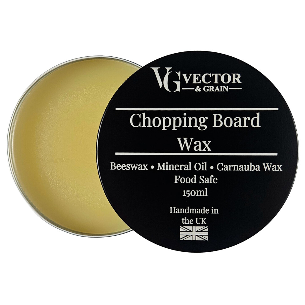 Vector & Grain Food Safe Beeswax Wood Polish & Conditioner 150Ml - Natural Beeswax, Carnauba Wax & Mineral Oil - For Chopping Boards 5051226740855