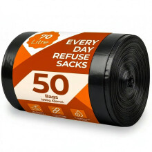 Scott 11 Black Bin Bags 50 Pack, Refuse Sacks 70l, 30 Microns Leak