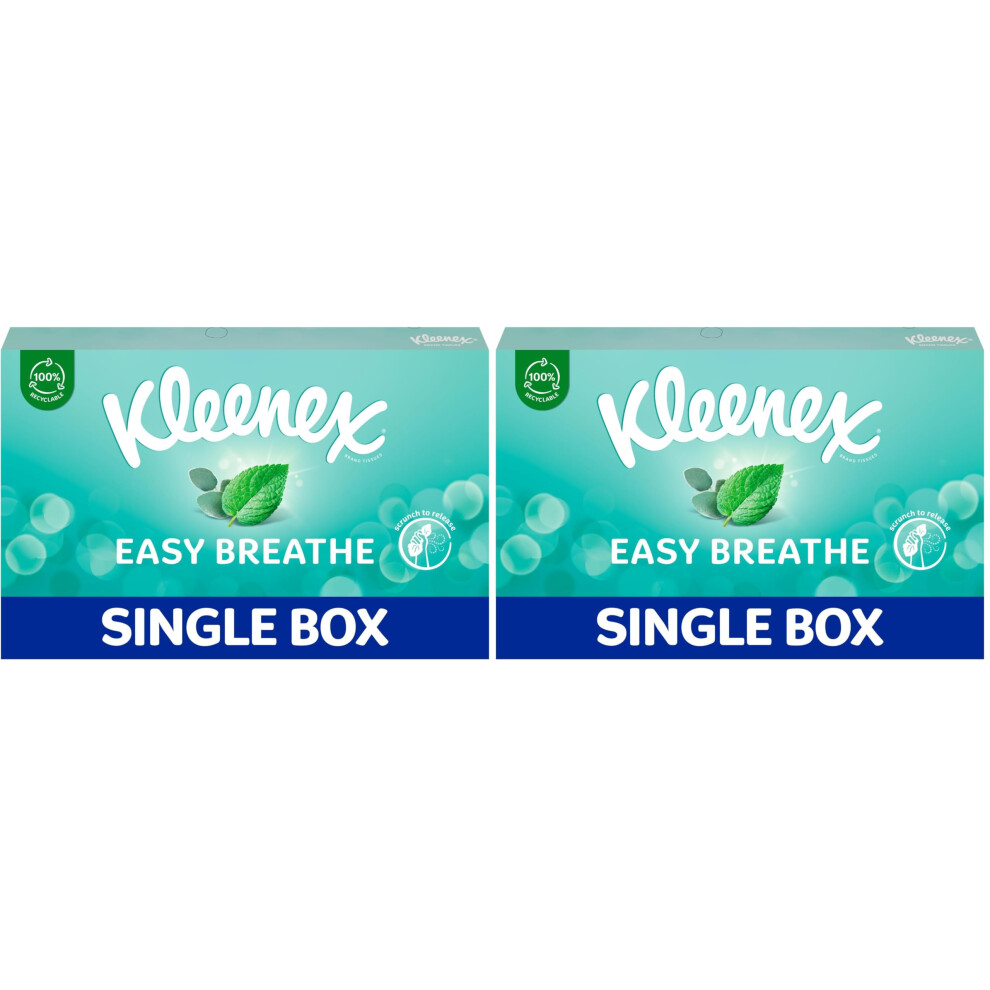 Kleenex Easy Breathe Facial Tissues Natural Menthol And Eucalyptus 56 Tissu