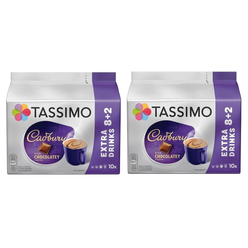 Cadbury Hot Chocolate Pods X10 (Pack Of 2, Total 20 Capsules) Tassimo