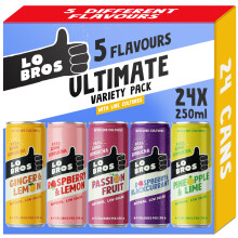 Lo Bros Kombucha Drink Ultimate Variety Pack - Sparkling Refreshing Soft Drink with Natural Ingredients and Live Cultures, Probiotic for Gut Health,
