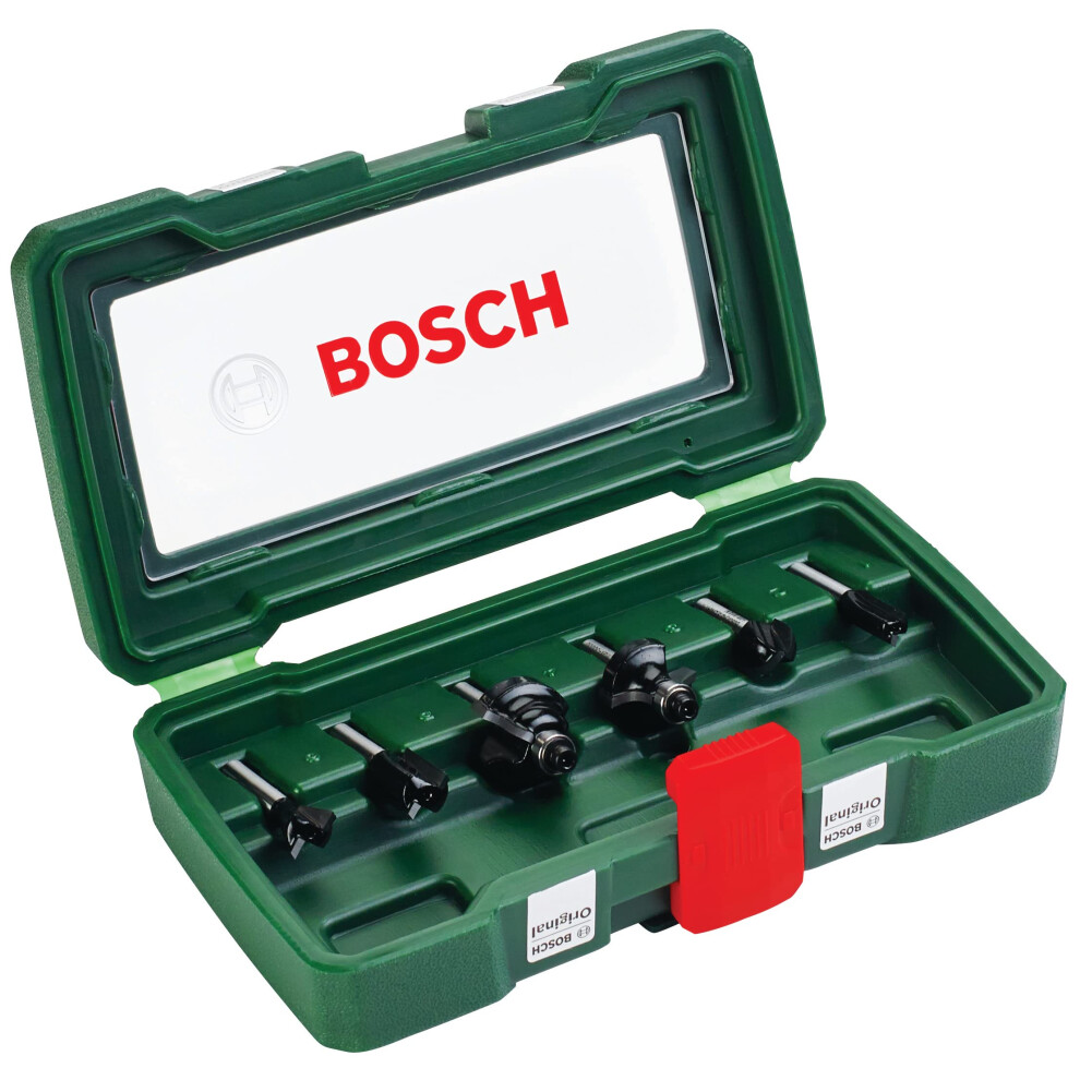 Bosch 6-Piece Tungsten Carbide Router Bit Set (For Wood, Shank Ø 6 Mm, Accessory Routers)