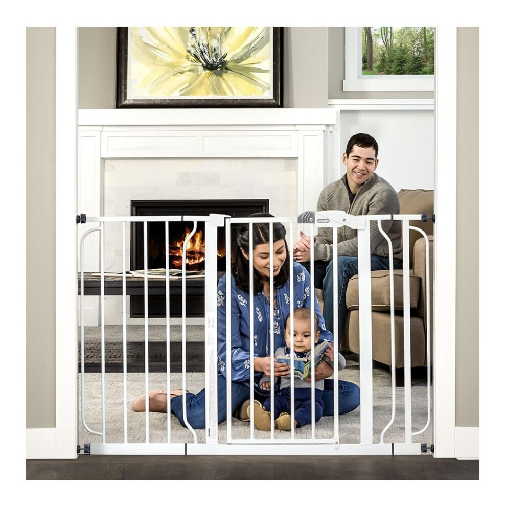 Safety Extra Wide Baby Gate For Doorways & Bottom Of Stairs, Fits Openings 73.6-122Cm (Extensions Included) Pressure Mounted For Babies Regalo