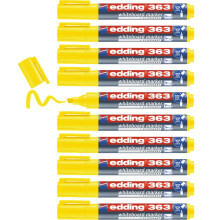 edding 363 whiteboard marker - yellow - 10 whiteboard pens - chisel tip 1-5 mm - whiteboard pen dry wipe - for whiteboards, flipcharts, pinboards, mag