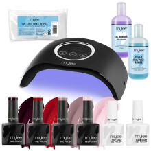 Mylee LED Nail Gel Polish Starter Kit, 4 Gel Polish Colours 4x8ml, Top & Base Coat 2x10ml, Petite LED Lamp, Nail Prep & Polish Wipe 125ml, Gel Remover