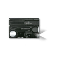Victorinox Swiss Card Lite, Swiss Made Pocket Tool, 13 Functions, LED, Magnifier, Black Transparent, One Size, (0.7333.T3)