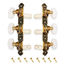 Mr.Power Guitar Tuners Machine Head 3+3 Set Tuning Keys Machine Pegs for Classical Guitar(White Button)