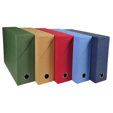Exacompta - Ref 89520E - Canvas Transfer Box - 250 x 330mm in Size, Suitable for A4 Documents, 90mm Spine, Reinforced Metal Finger Hole - Assorted Col