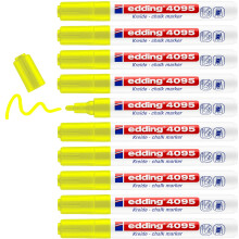 edding 4095 chalk marker - neon-yellow - 10 chalk pens - round tip 2-3 mm - medium-tipped wet wipe pen for chalkboards, windows, glass, mirrors - liqu