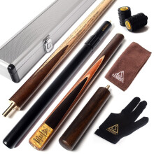 CUESOUL 57" 3/4 Jointed Snooker Billiard Pool Cue Handcrafted 18oz with Telescopic Aluminium Extension & 6" Walnut Extension, Ash Shaft & Walnut Butt,