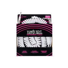 Ernie Ball 30 ft Coiled Straight / Angle Instrument Cable - White