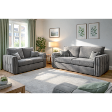 (Grey Velvet, 2 Seater) Luxury Regal 3+2 Sofa Set 1,2,3 Seater Sofas Linen Fabric Couch Corner Settee UK