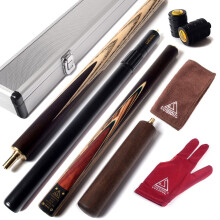 CUESOUL 57" 3/4 Jointed Snooker Billiard Pool Cue Handcrafted 18oz with Telescopic Aluminium Extension & 6" Walnut Extension, Ash Shaft & Walnut Butt,