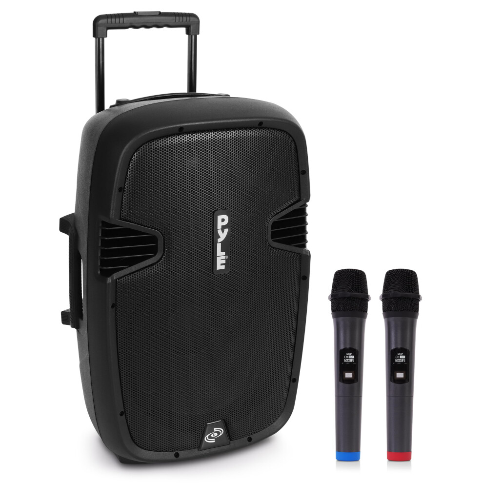 Pyle Portable Pa System, Powerful Bluetooth Speaker With 2 Wireless Mi