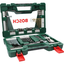 Bosch 83 pcs. Titanium Drill and Screwdriver Bit Set V-Line (with LED Torch and Adjustable Spanner, for Wood, Masonry and Metal, Accessories Drills an