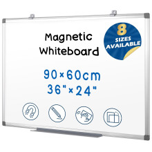 Swansea Magnetic White Board A1 Dry Wipe Board for Office School Home, Wall Mount, Aluminum Frame, 90X60cm