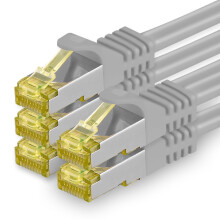 1aTTack.de Cat.7 Network Cable 5m Gray Pack of 5 Cat7 Ethernet Cable Network LAN Cable Raw Cable 10 Gb s SFTP PIMF LSZH Set Patch Cable with Rj 45 Plu
