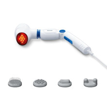 Beurer MG40 Infrared Massager, Handheld Massager With 3-Way Adjustable Handle, 4 Attachments For Soothing Vibration Massage Ideal For Your Legs and Ba