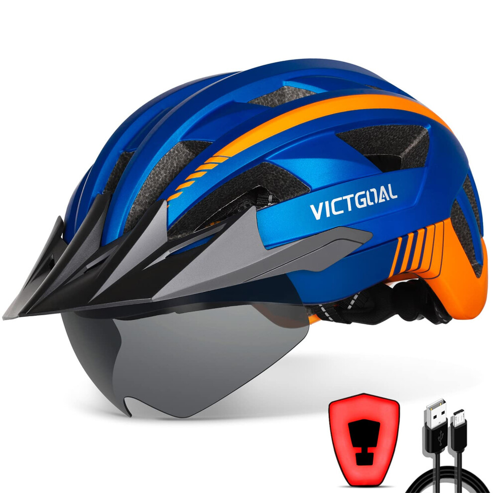 Photos - Bike Helmet Victgoal  with USB Rechargeable LED Light Removable Magnetic Goggles Visor Breathable MTB Mountain Bicycle Helmet
