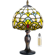 MIAOKE Stained Glass Lamp Stained Crystal Bead Style Table Light, Handmade Desk Bedside Table Night Lamp, Antique Art Craft Gifts Lover Kid Living Roo