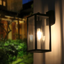 BRIMMEL Outdoor Wall Lights Aluminum Black Lantern Porch Light for Entryway Doorway, Outdoor Wall Lantern with Anti-Rust Sconce Light Fixture with Cle