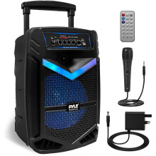 Pyle Portable Bluetooth Karaoke Machine, 1200W Rechargeable Speaker System with 38cm Subwoofer, Mic Input, Party Lights, USB SD Radio, Voice Amplifier