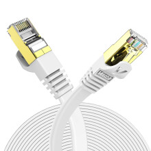 Veetop 50m/164ft Flat Cat7 Ethernet Cables High Speed 10Gbps RJ45 Network Ethernet Cable with STP Copper Wires Shielded & Gold Plated Connector for Ro